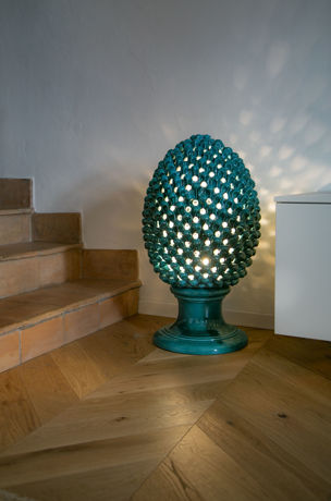 Picture of Pine cone lamp  with holes green Lampedusa
